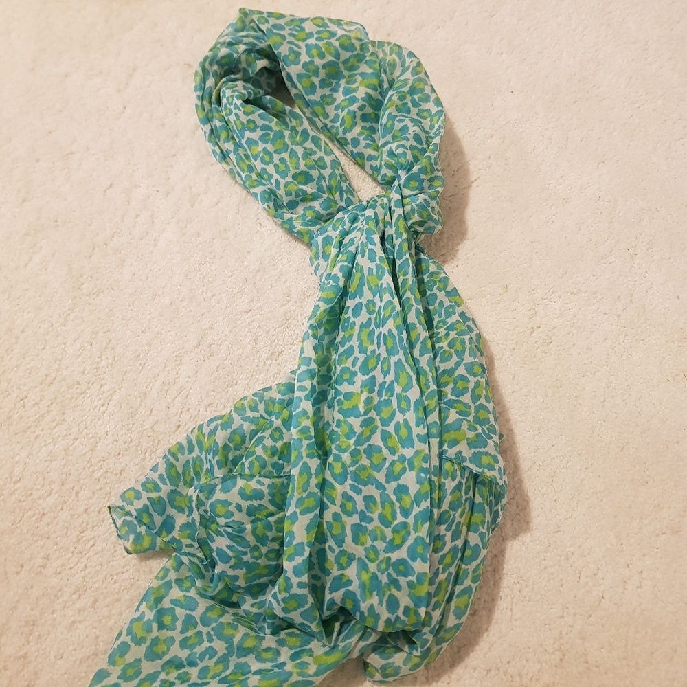 Leopard/cheetah print green blue scarf
